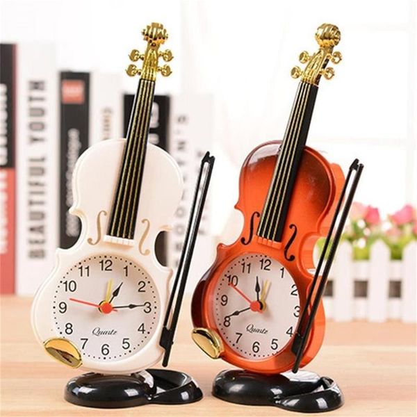 

desk & table clocks vintage creative instrument clock student violin gift home decor fiddle quartz alarm plastic craft