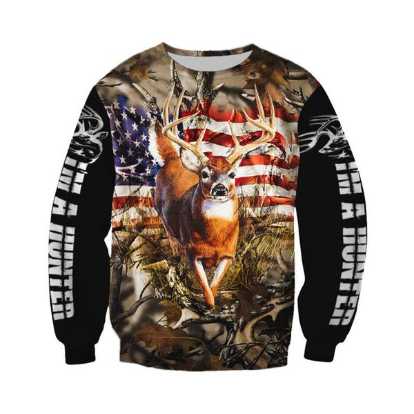 

fawn pattern men's 3d printing hoodie visual impact party punk goth round neck high-quality american sweater hoodie, Black