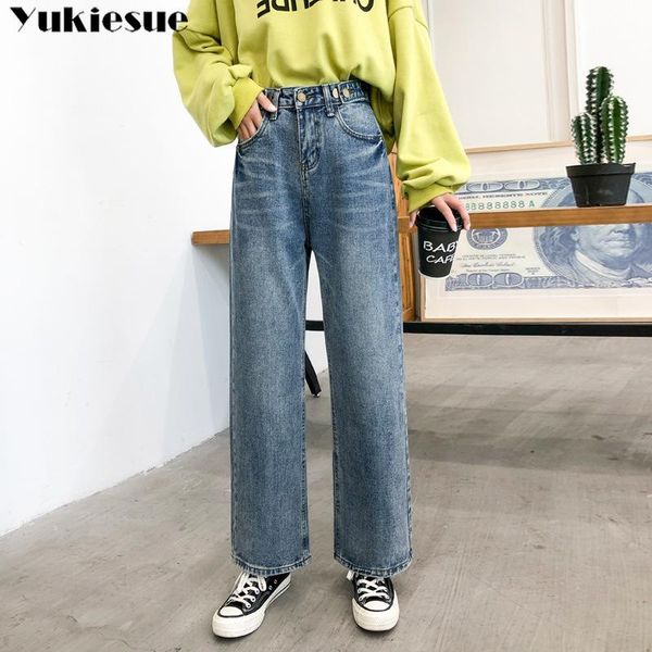 

loose wide leg vintage jeans woman high waist blue boyfriend for women push up straight women's cowboy pants