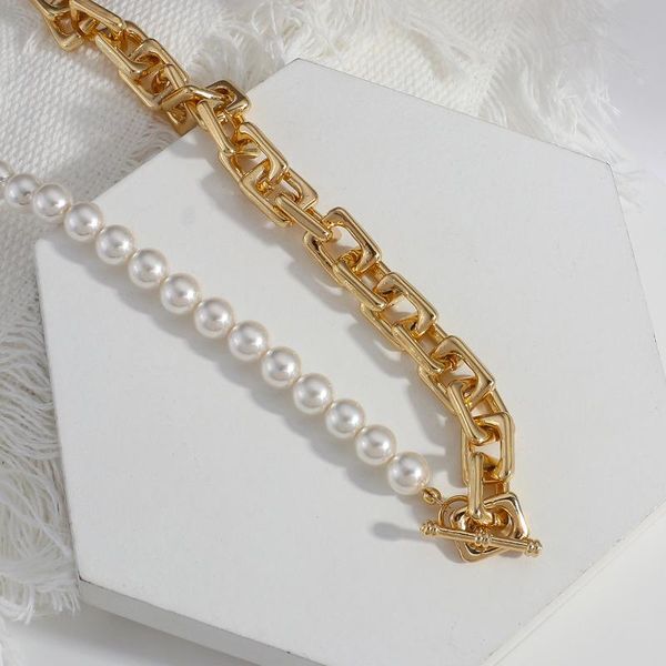 

chains flashbuy chunky metal pearl chain choker necklace punk b letter pendants necklaces for women fashion collar jewelry, Silver