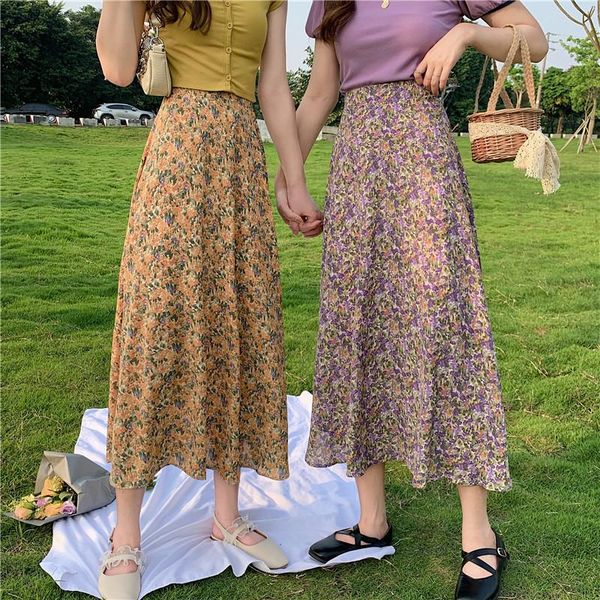 

skirts women a-line draped floral lace up holiday summer stitching irregular street style ulzzang female clothes elegant skirt, Black
