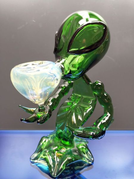 Pipa in vetro Alien Pipa per acqua Pipa per acqua 18 cm Pipa per fumo Green G Spot Pipa in vetro Alien gravshop