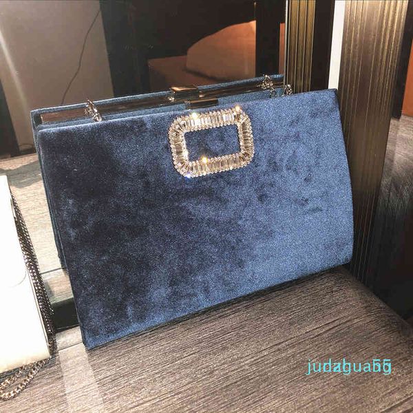 Designer-borsa da donna Borse da sera alla moda Celebrità inverno catena di velluto dorato vestito da cena con fibbia da donna semplice busta a mano