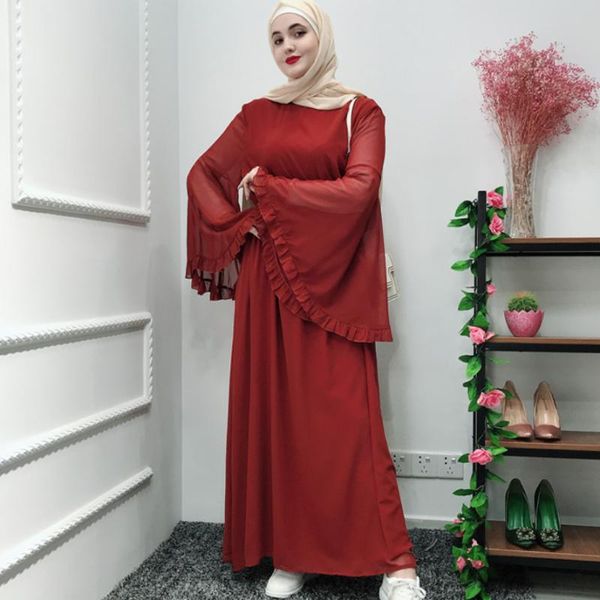 

ethnic clothing 2021 muslim women's ankle-length flared sleeves fashion temperament dress robes muslims women, Red