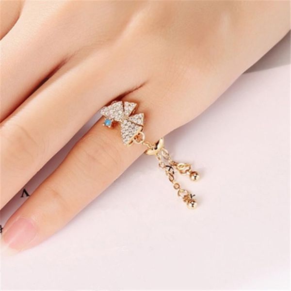 

wedding rings cute sweet butterfly open ring with retractable for women chic small tail fashion jewelry adjustable, Slivery;golden