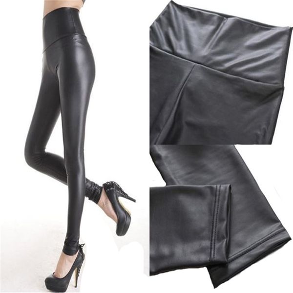 Fashion Club Black Leggings Stretch Women Sexy Pantaloni in pelle sintetica Tutte le dimensioni XS S M L XL XXL Pantaloni XXXL 210925