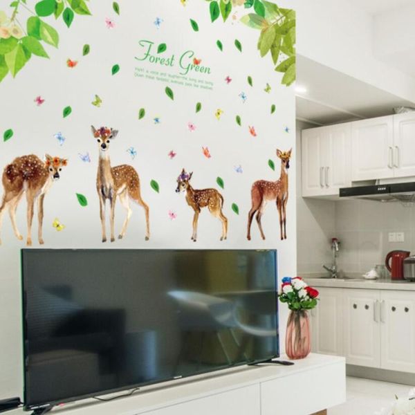 

wall stickers fresh deer living room bedroom study sofa tv background decoration