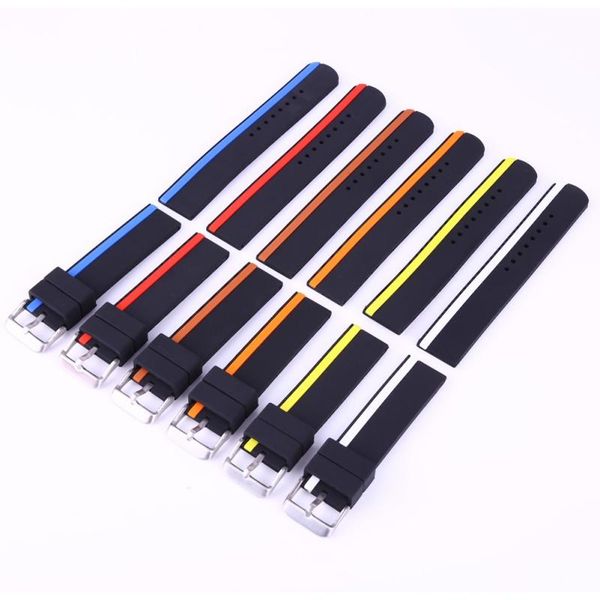 

watch bands 20mm 22mm 24mm men silicone diver waterproof band rubber strap watchband matching, Black;brown