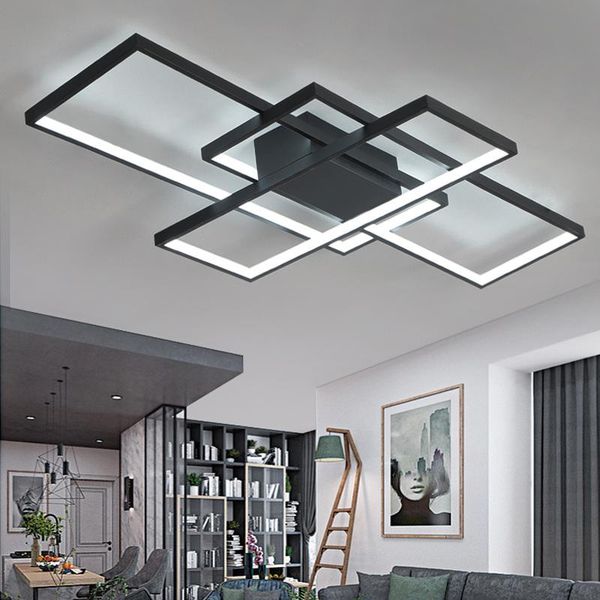 

pendant lamps acrylic aluminum lights rectangle hanglamp for bedroom living room led ceiling hanging lamp white black kitchen lustres