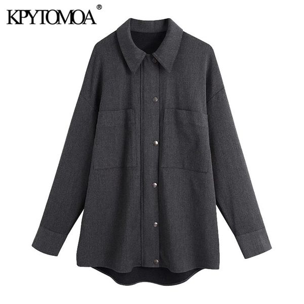 

women fashion with pockets oversized jacket coat vintage long sleeve zipper snap-button female outerwear chic 210421, Black;brown