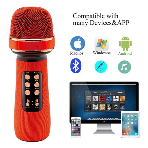 

professional bluetooth wireless microphone speaker handheld karaoke mic home ktv music player singing recorder microphones