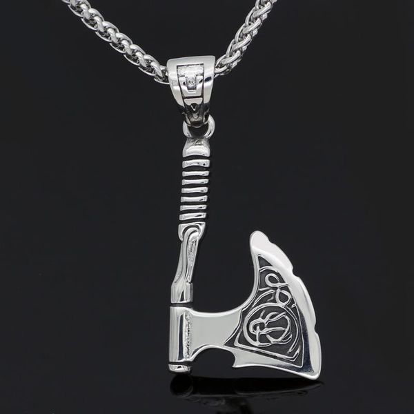 

pendant necklaces nordic stainless steel rune amulet axe talisman necklace, Silver
