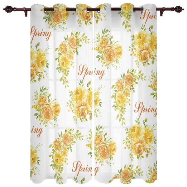 

french window curtainsspring yellow flower bloom living dining room kids bedroom modern luxury home decor valance curtains curtain & drapes