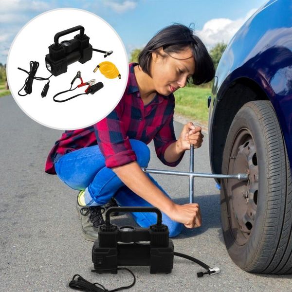 

bike pumps 1 set car air pump double cylinder portable emergency tire for auto