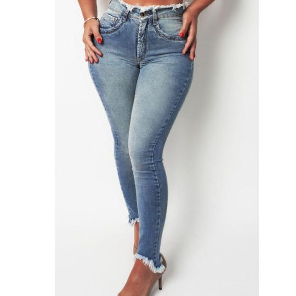 

women's jeans fashion autumn casual -selling high street clothing high-waisted light color washed slim, Blue