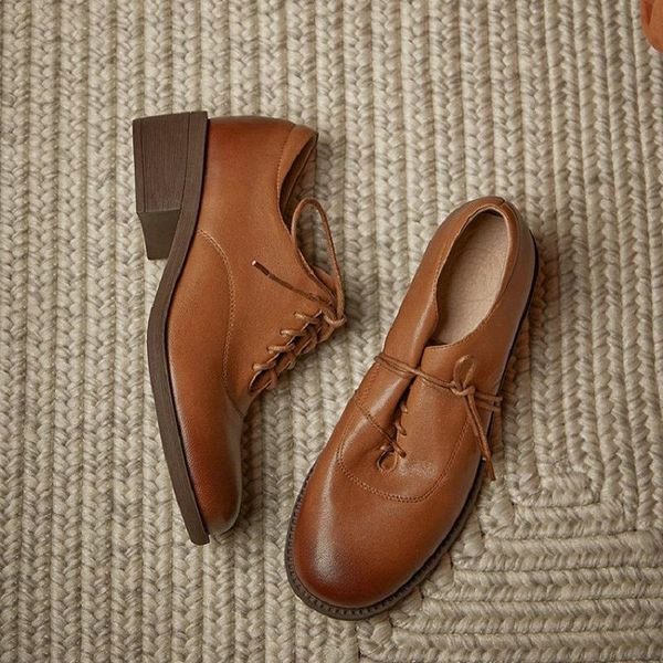 

sianie tianie cow genuine leather brogue shoes women's pumps casual british style ladies oxfords vintage lace-up square heels dress, Black