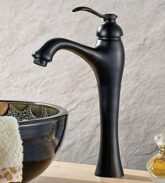 

bathroom sink faucets black oil rubbed bronze single lever handle hole vessel basin faucet mixer water tap anf339