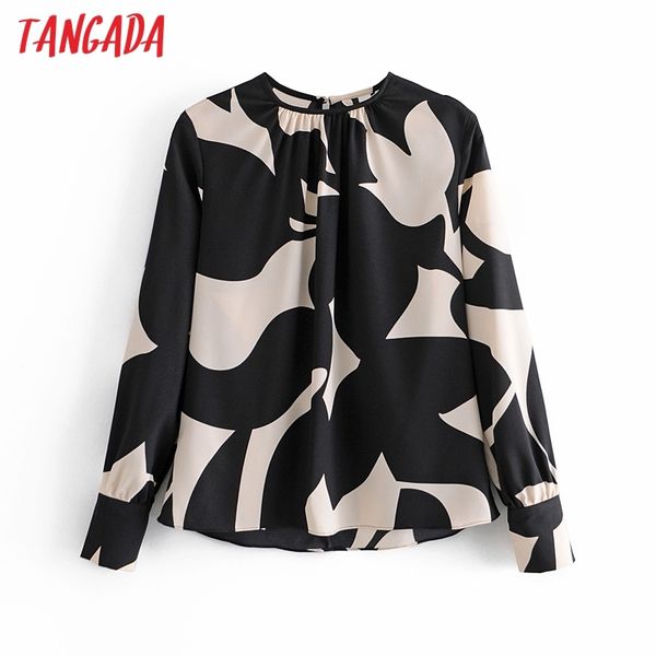

women flower print chiffon shirts long sleeve solid elegant office ladies work wear blouses sw05 210416, White