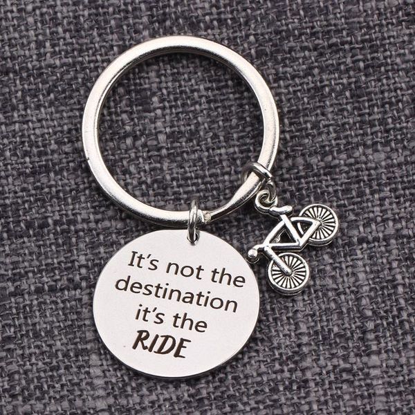 

keychains biker gifts it is not the destination ride bicycle charm keychain for cycling enthusiast lover key ring jewerly bike, Silver