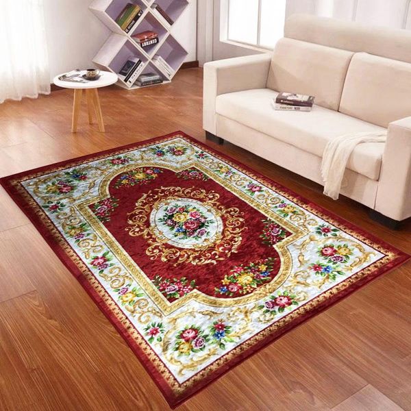 

carpets european style red carpet for home living room persian bedroom soft rug non-slip bedside blanket household floor mat vintage