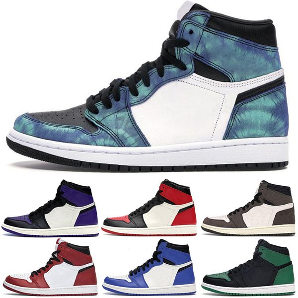 

popular basketball shoes 1s men 1 turbo green hyper royal unc dark mocha obsidian tie dye court purple bred toe cactus jack chicago trainers, White;red
