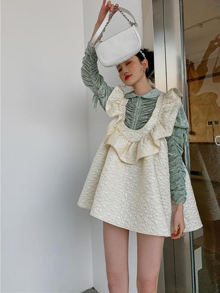 

casual dresses cxfxtw summer 2021 french mini dress women high waist princess fashion deep v-neck vestidos elegant, Black;gray