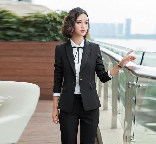 

women's suits & blazers 2021 spring autumn fall black blue uniform styles formal women jackets coat office ladies work wear clothes bl, White;black