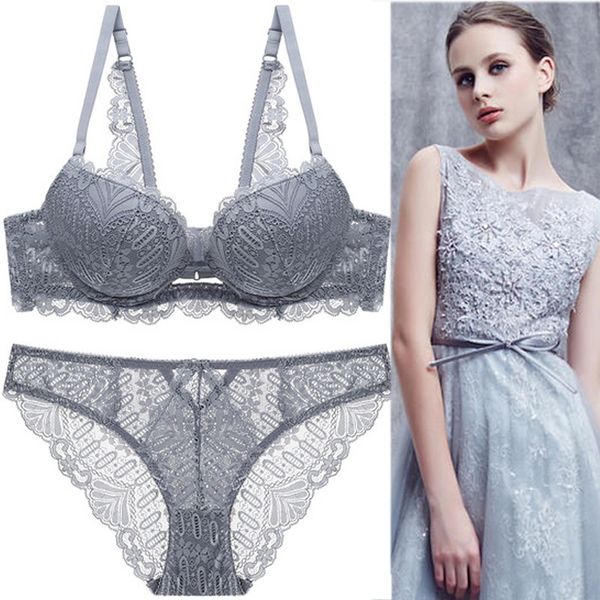 

59% off factory outlet store 80# lace bra suit small chest gathered deep women's underwear closed breast, Red;black