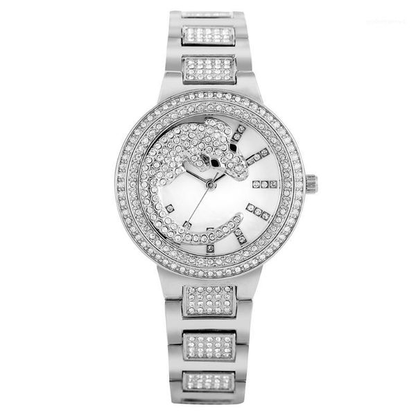 

wristwatches women's elegant quartz analog wristwatch premium alloy band with hook buckle creative diamond-encrusted crocodile pattern, Slivery;brown