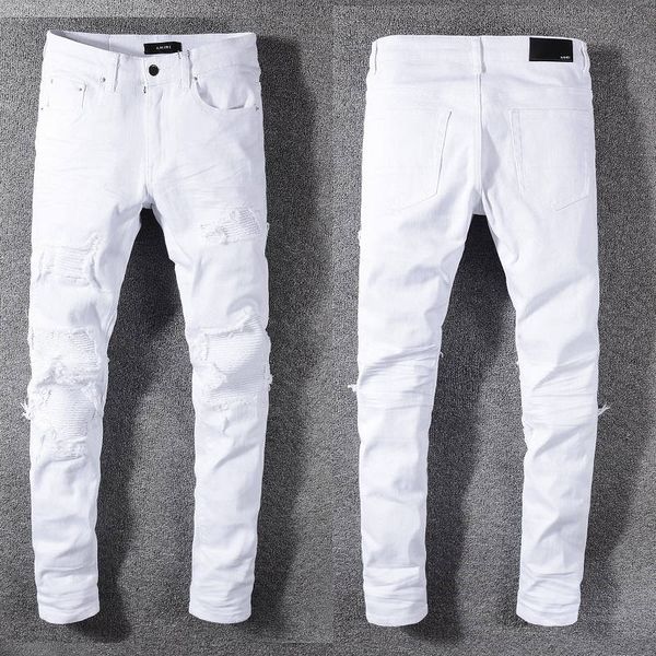 

2021 new arrivals amiry mens luxury designer denim jeans holes trousers biker pants men's clothing #592, Blue