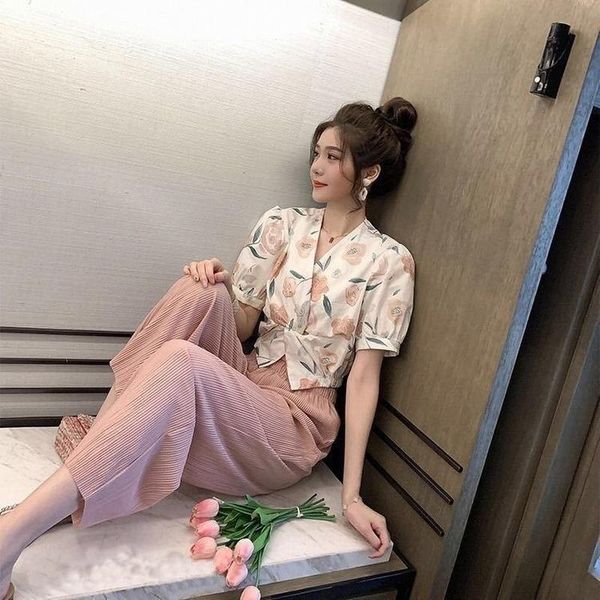 

summer clothes, vitality retro sweet salt can be two-piece suit women's two piece pants, White
