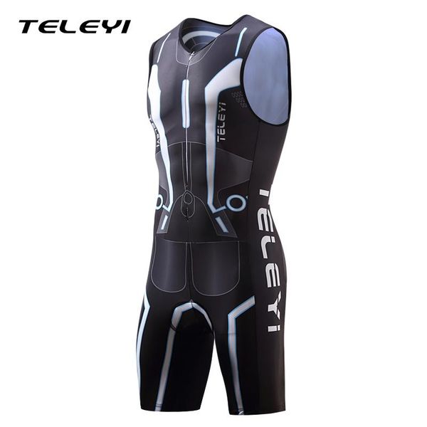 

racing sets 2021 teleyi triathlon suit men's sleeveless cycling jersey breathable ropa ciclismo bike bicycle speed wear clothing, Black;blue