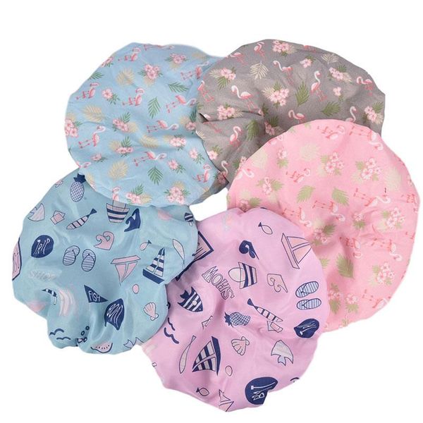 

1pcs waterproof bath hat thick double layer shower hair cover women supplies cap bathroom accessories caps