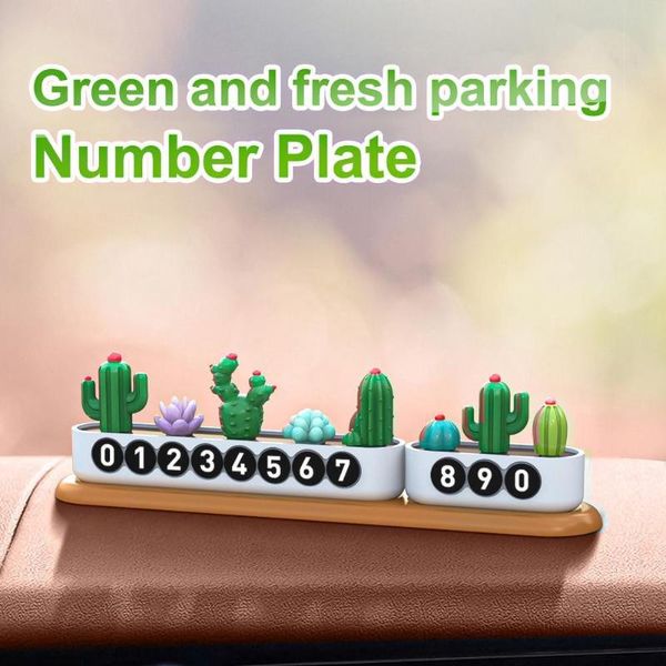 

interior decorations 50% droptemporary car parking card cute cactus design removable phone number plate for vehicles