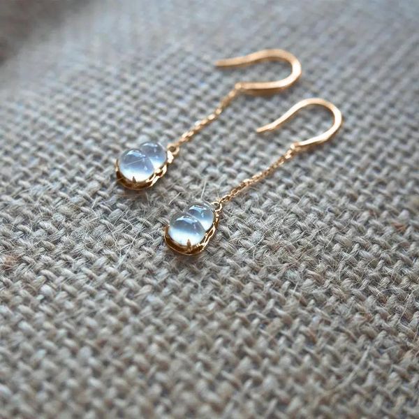 

original design natural seed chalcedony gourd long earrings chinese retro light luxury charm women's brand silver jewelry dangle & chan