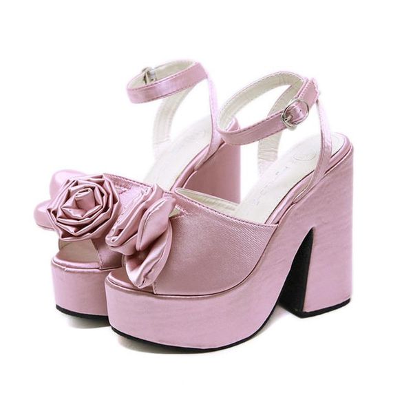 

5cm platfrom high sandals womens shoes wedge block platform -p40, Black