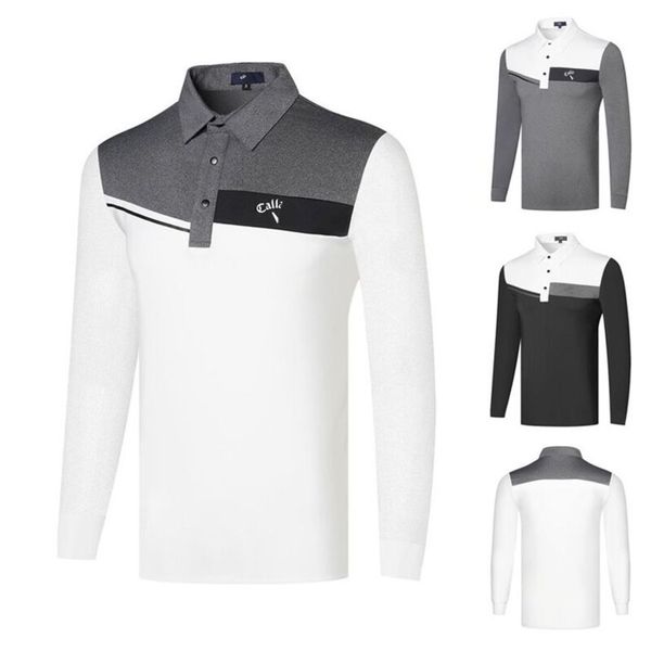 

Men's Golf long sve T-shirt, fast drying sports, polo, outdoor sports, White;black