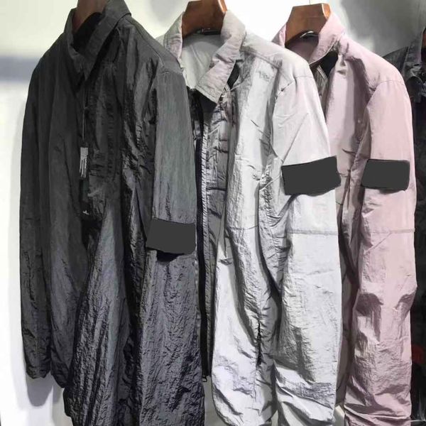 

20ss europe america men jackets retro designer casual jacket removable badge design double layer fabric metallic nylon material coat, Black;brown