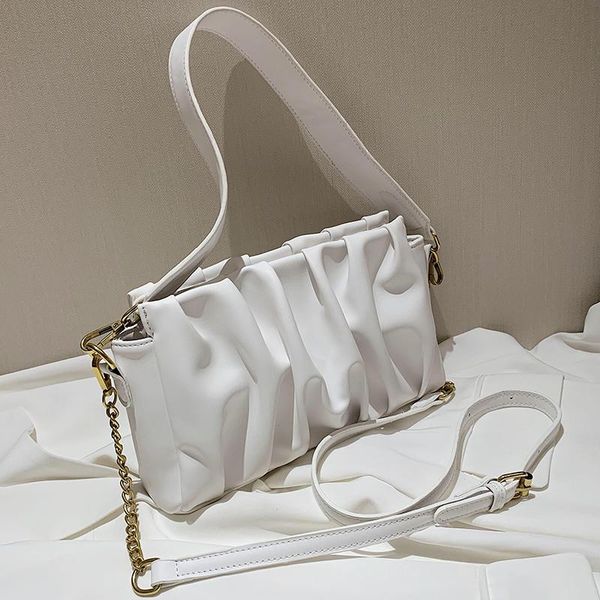 

evening bags folds design pu leather crossbody for women 2021 elegant solid color shoulder handbags female travel cross body bag