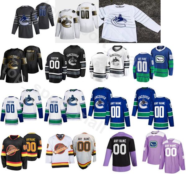

2021 all star ice hockey jersey vancouver canucks 40 elias pettersson 53 bo horvat 6 brock boeser 9 jt miller men vintage, Black;red