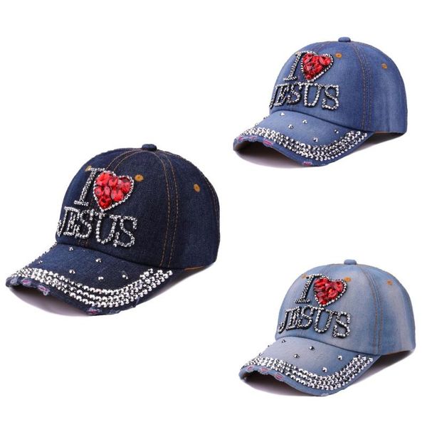 

wide brim hats bling letter denim breathable rhinestone baseball cap distressed hat adjustable #yj, Blue;gray