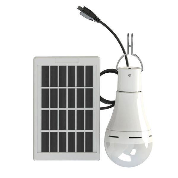 

20w solar power usb rechargeable camping light bulb 5-modes w/ panel 3m cable