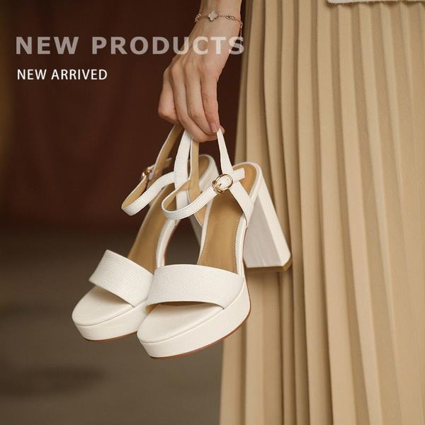 

sandals mkkhou fashion women summer shoes simple lizard skin pattern thin belt thick heel 11cm high heels open, Black