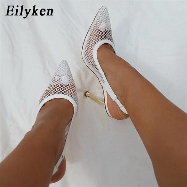 

eilyken fashion white stripper high heels pumps hollow out mesh thin heeled party wedding bride women shoes size 35-41 210901, Black