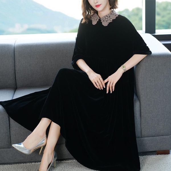 

casual dresses coigarsam 4xl plus size women long dress spring black note 8805, Black;gray