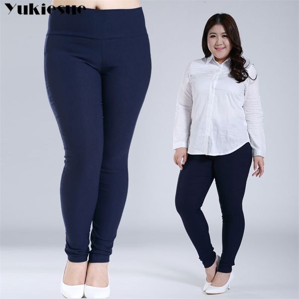 Stretch Leggings para mulheres cintura alta lápis calças s branco preto femme calças mais tamanho grande 5xl 6xl senhoras pantalon 210925