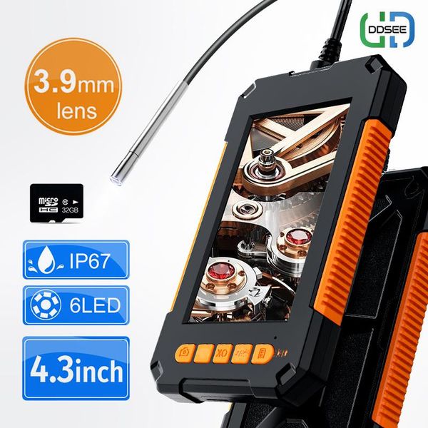 

cameras 3.9mm inspection camera 1080p hd 4.3 inch lcd screen ip67 waterproof snake with 6 led lights for pipe sewer drain