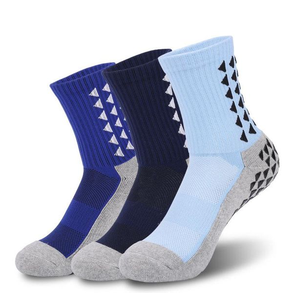 

sports socks anti slip breathable soft soccer durable cotton men grip professional football, Black