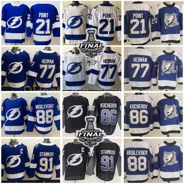 

2021 stanley cup final tampa bay lightning 21 brayden point jersey steven stamkos victor hedman nikita kucherov andrei vasilevskiy blue, Black