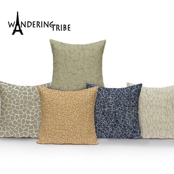 

geometric stripe printed cushion cover square marble texture pattern pillow case retro plaid linen throw 45x45cm cushion/decorative